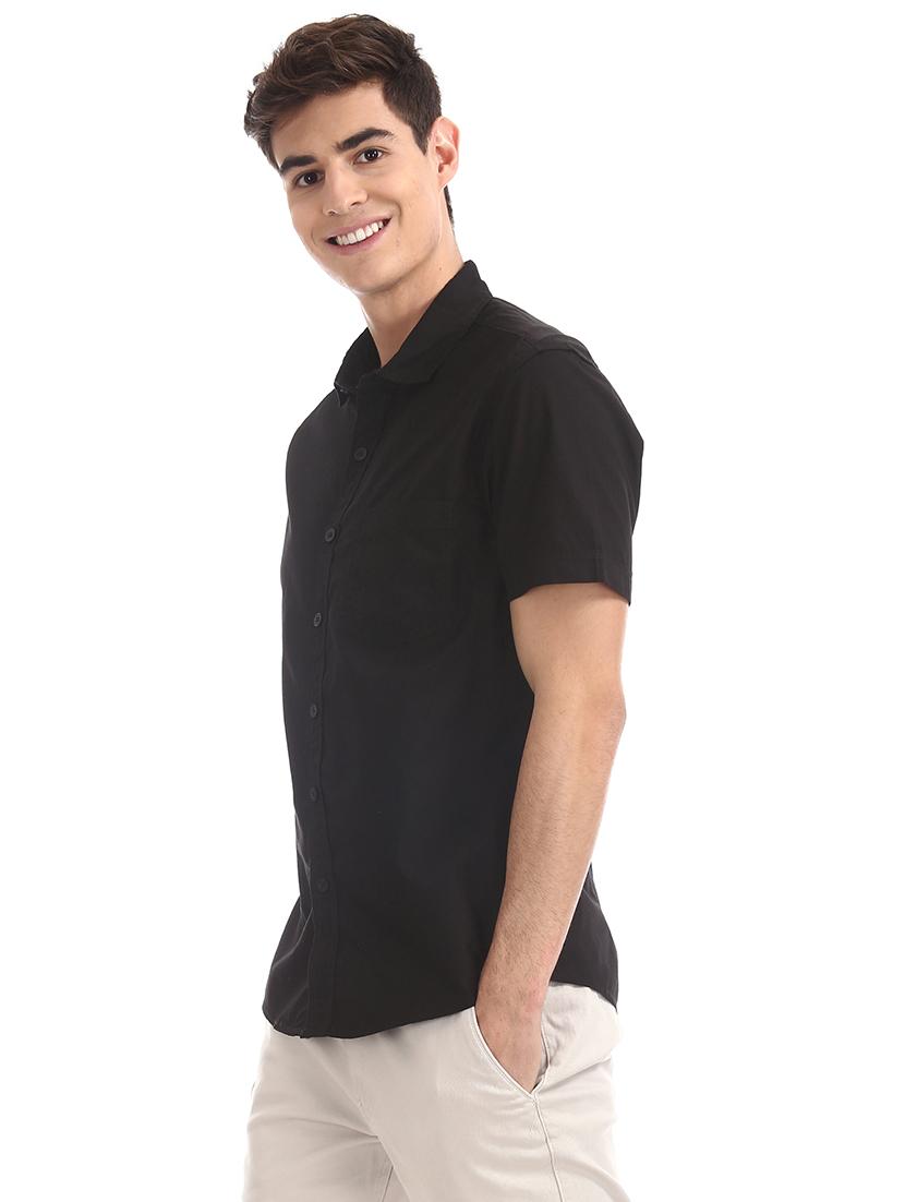 black solid casual shirt - 17575505 - Zoom Image - 2