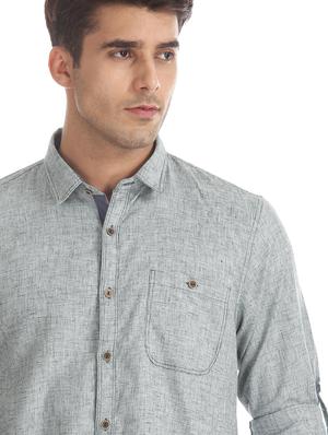 grey self design casual shirt - 17575541 - Standard Image - 5