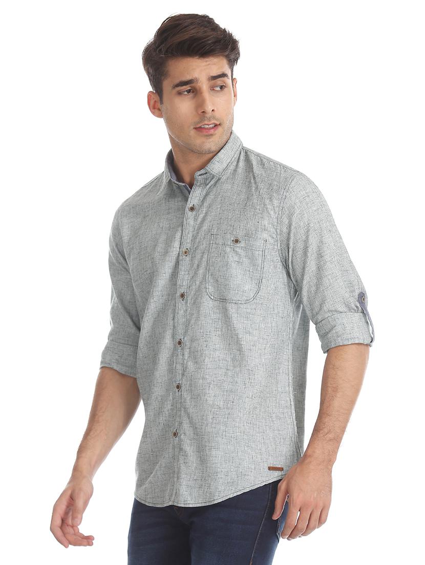 grey self design casual shirt - 17575541 - Zoom Image - 1