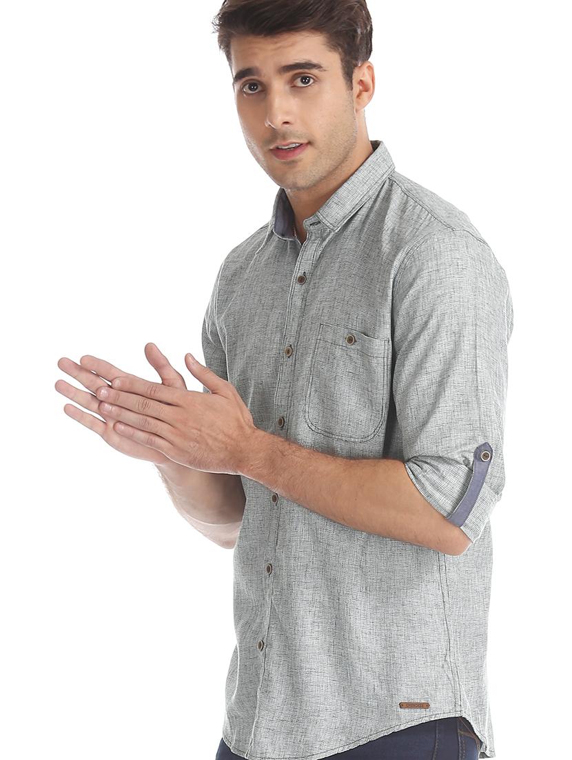 grey self design casual shirt - 17575541 - Zoom Image - 2