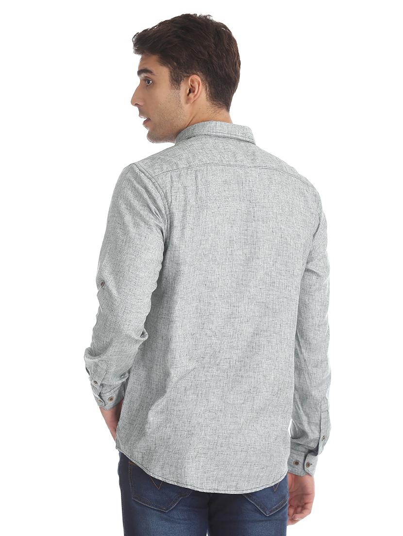 grey self design casual shirt - 17575541 - Zoom Image - 3