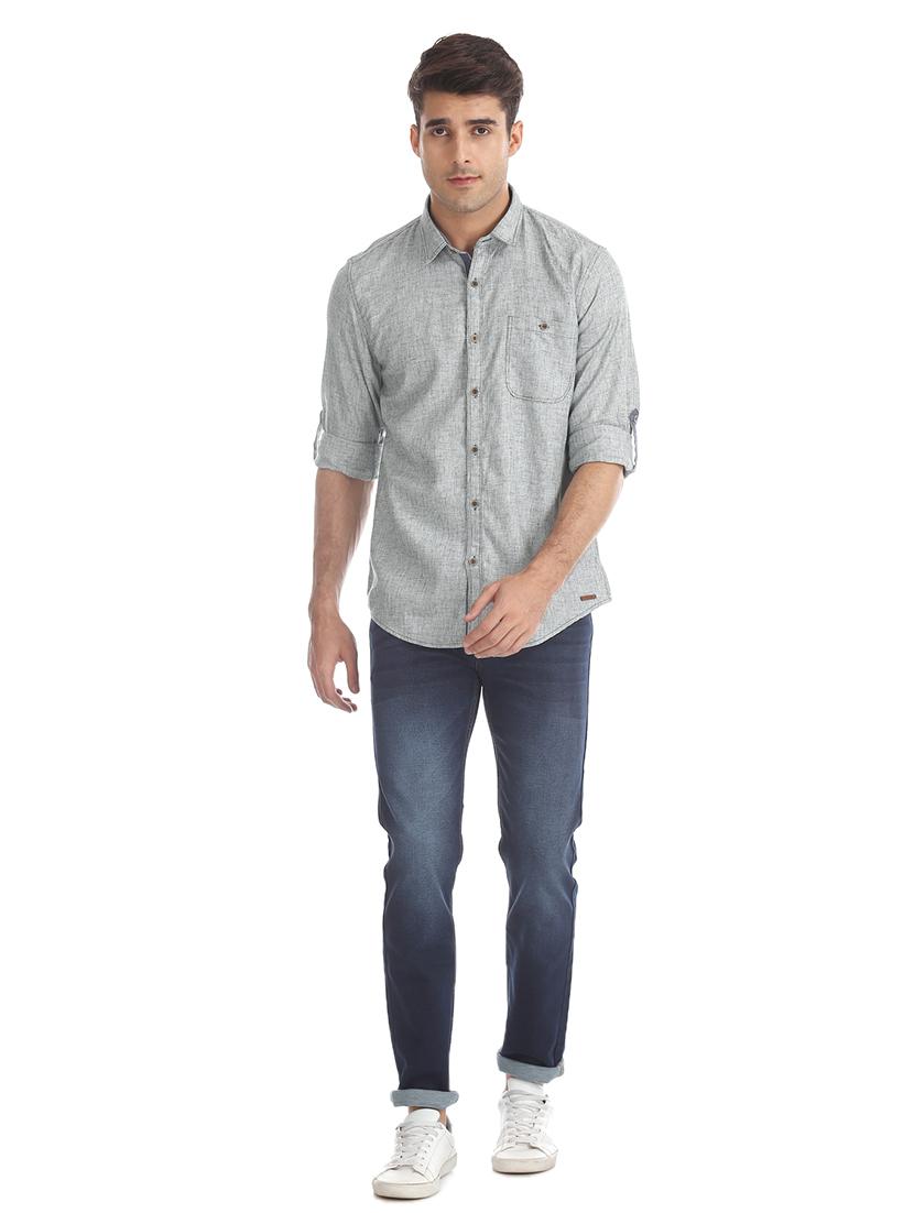 grey self design casual shirt - 17575541 - Zoom Image - 4