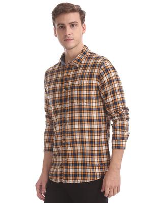 orange checkered casual shirt - 17575553 - Standard Image - 2