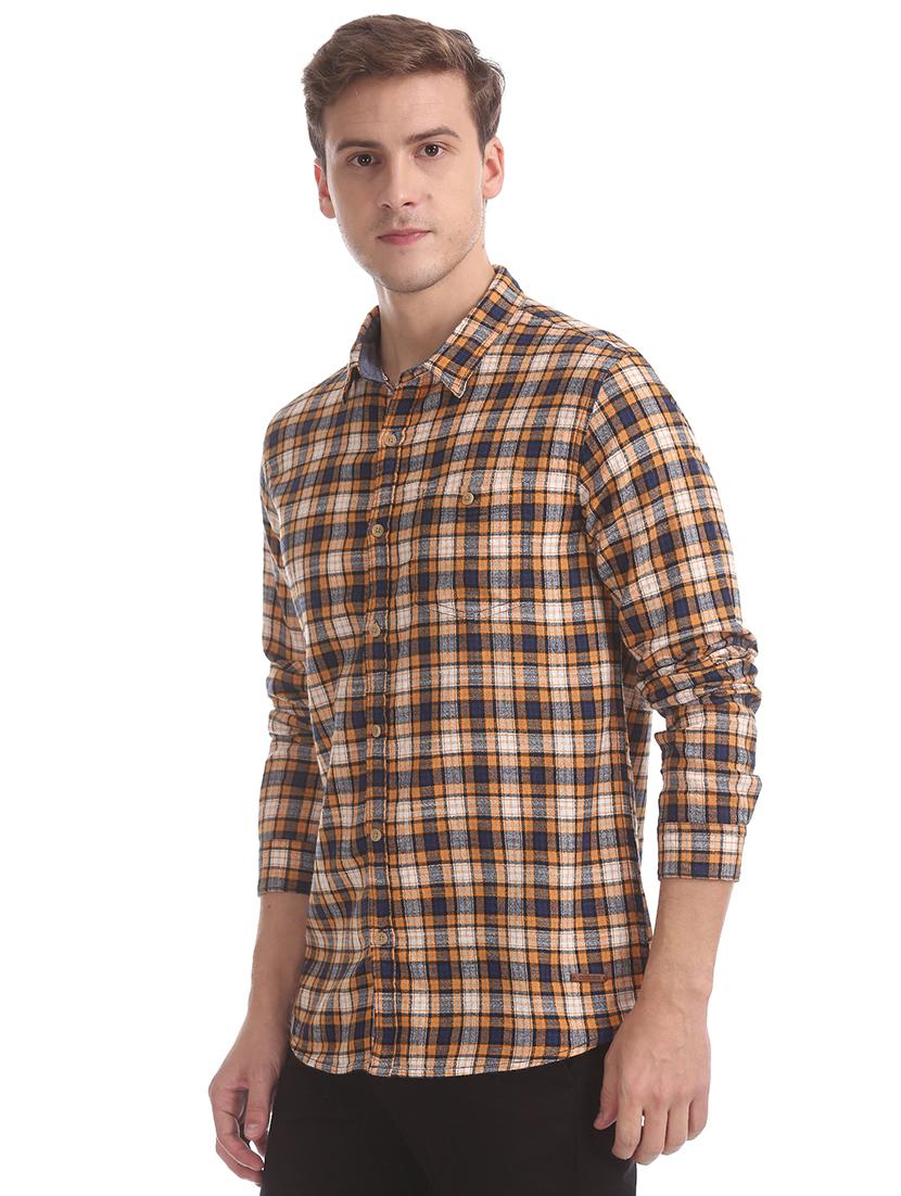 orange checkered casual shirt - 17575553 - Zoom Image - 2