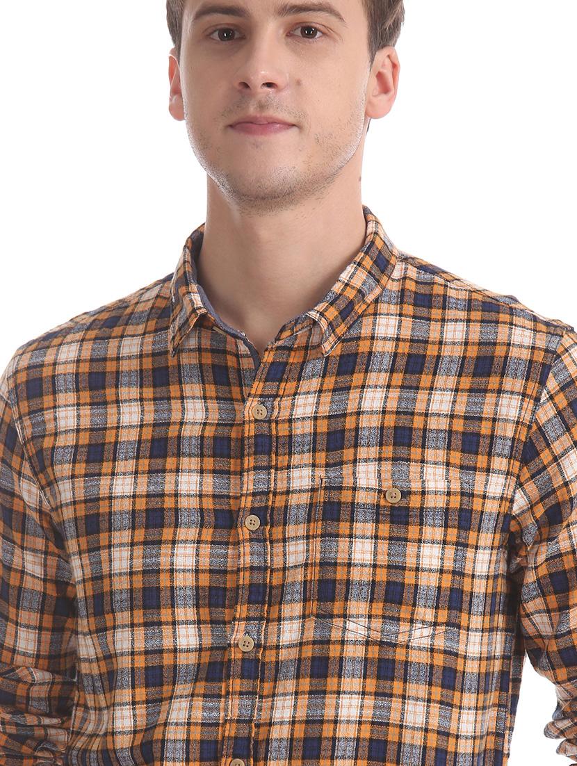 orange checkered casual shirt - 17575553 - Zoom Image - 5