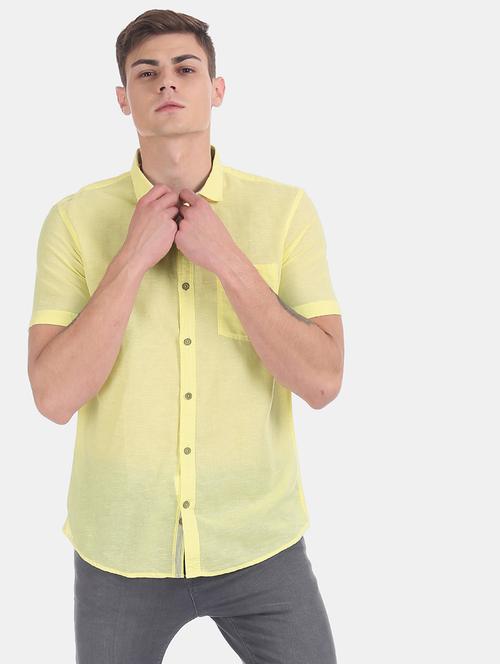 yellow solid casual shirt - 17575608 - Standard Image - 1