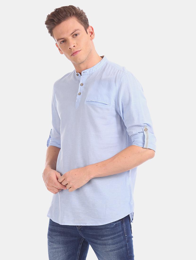 light blue solid casual shirt - 17575612 - Zoom Image - 2