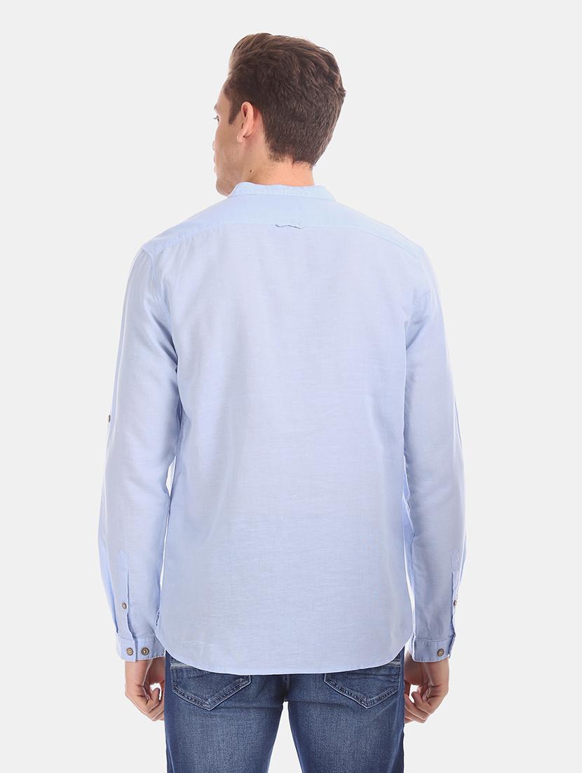 light blue solid casual shirt - 17575612 - Zoom Image - 3