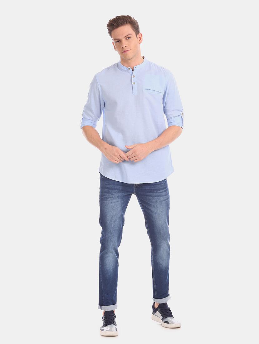 light blue solid casual shirt - 17575612 - Zoom Image - 4