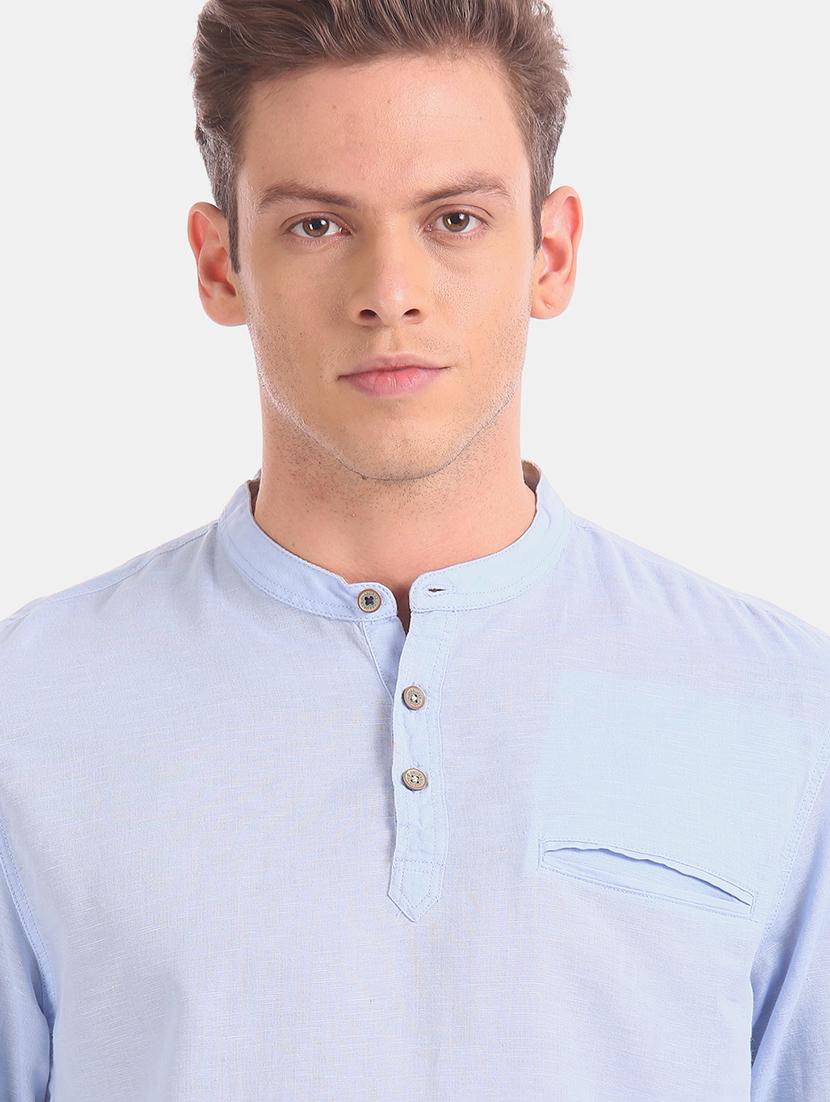 light blue solid casual shirt - 17575612 - Zoom Image - 5