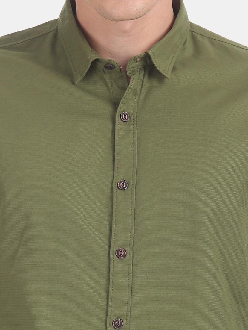 olive green solid casual shirt - 17575633 - Zoom Image - 5