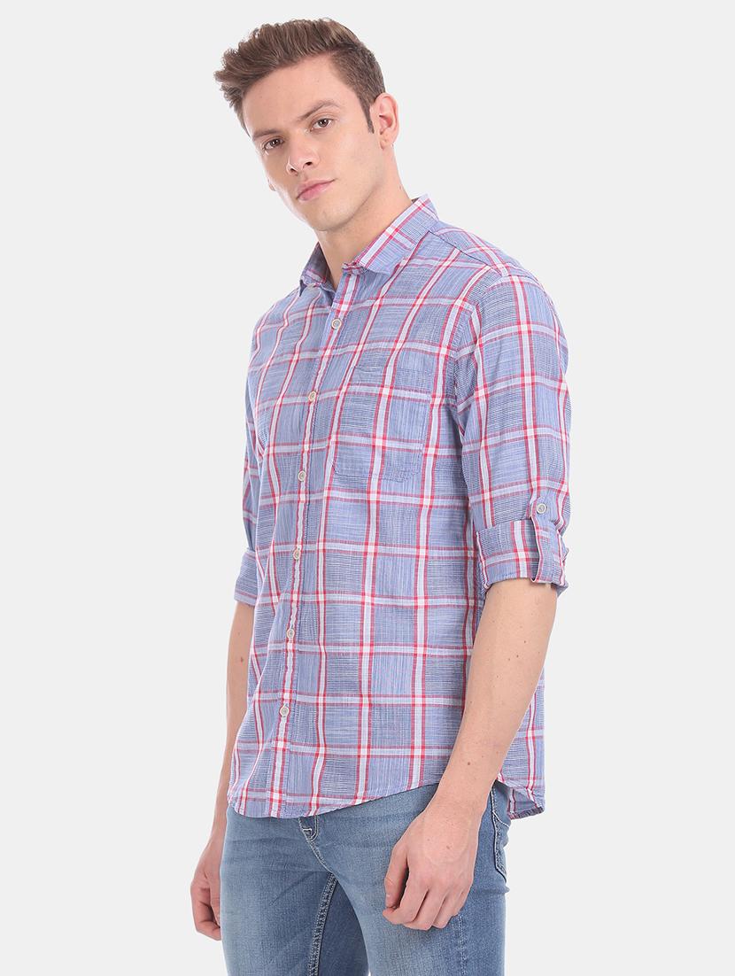 blue checkered casual shirt - 17575657 - Zoom Image - 2