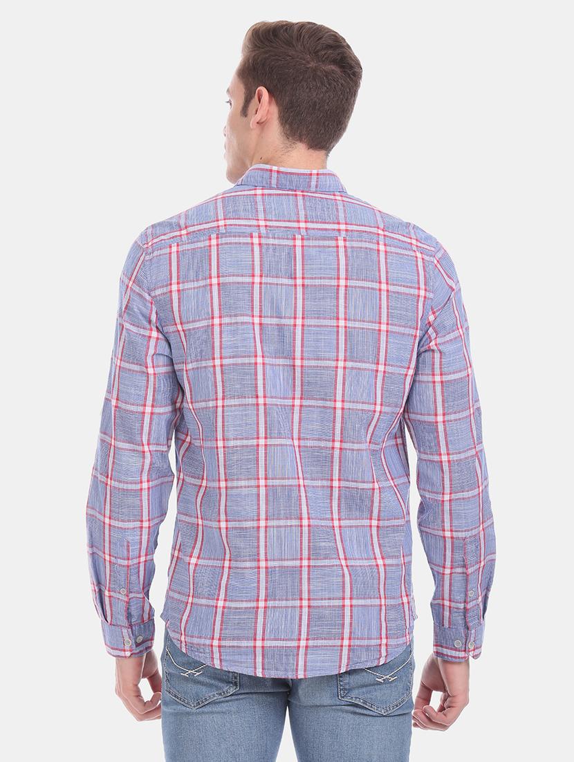 blue checkered casual shirt - 17575657 - Zoom Image - 3