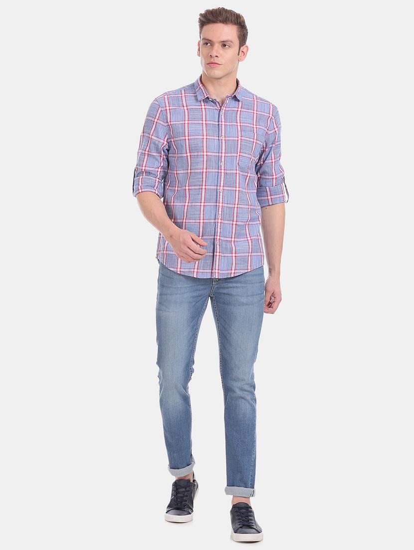 blue checkered casual shirt - 17575657 - Zoom Image - 4