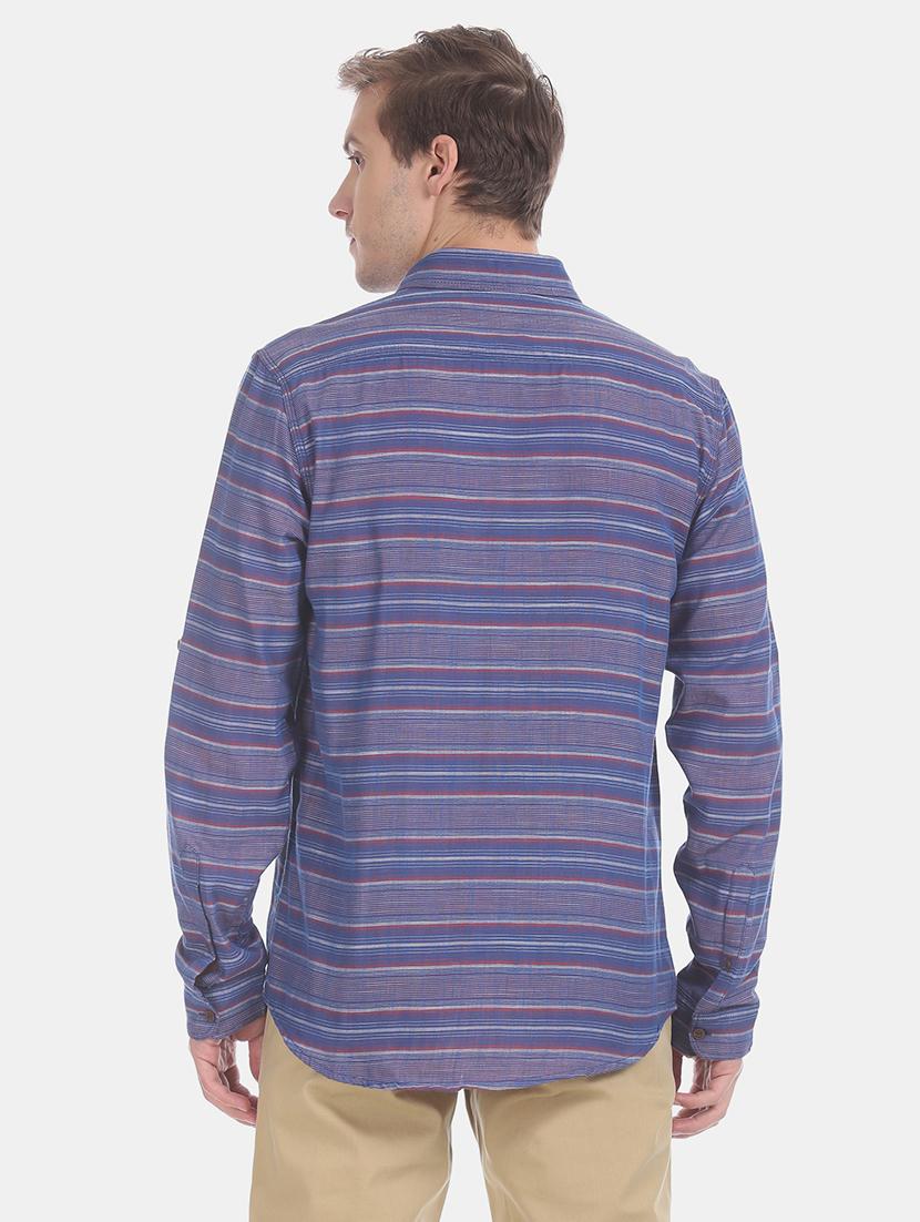 navy blue striped casual shirt - 17575666 - Zoom Image - 3