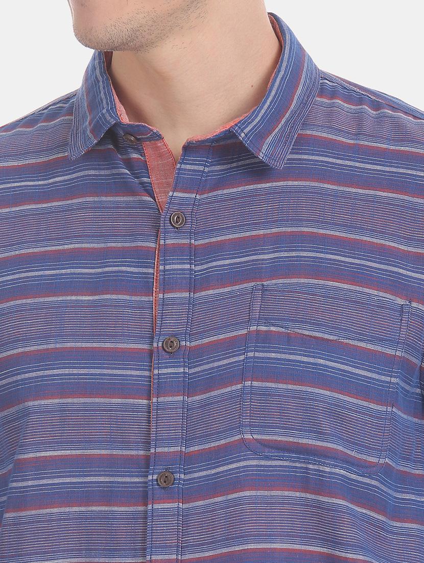 navy blue striped casual shirt - 17575666 - Zoom Image - 5