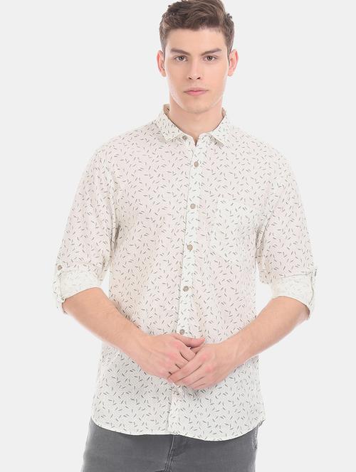 white printed casual shirt - 17575674 - Standard Image - 1