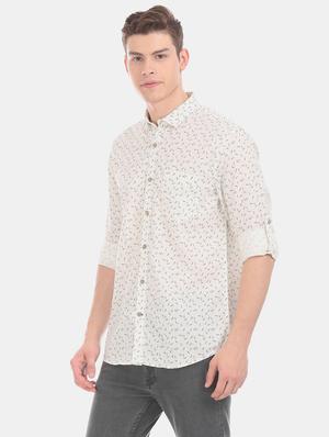 white printed casual shirt - 17575674 - Standard Image - 2