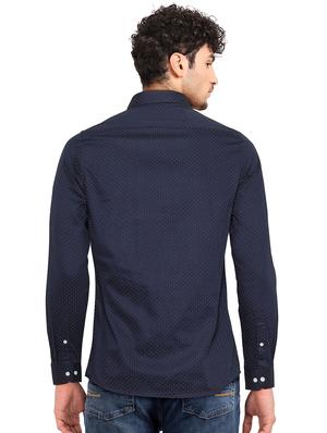 navy blue printed formal shirt - 17575680 - Standard Image - 3