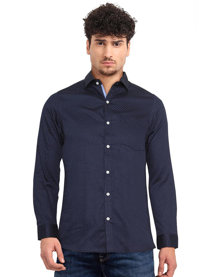 navy blue printed formal shirt - 17575680 - Zoom Image - 1