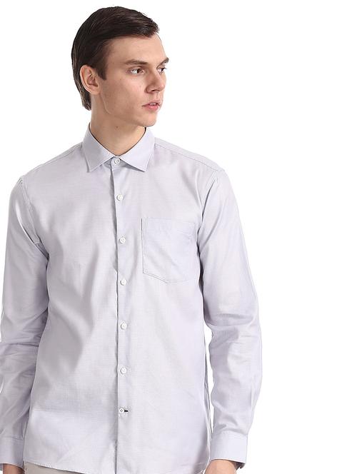 grey solid formal shirt - 17575700 - Standard Image - 1