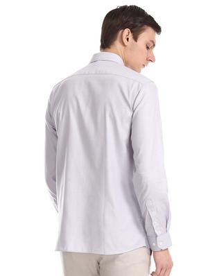 grey solid formal shirt - 17575700 - Standard Image - 3