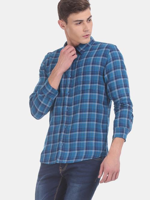 blue checkered casual shirt - 17575706 - Standard Image - 1