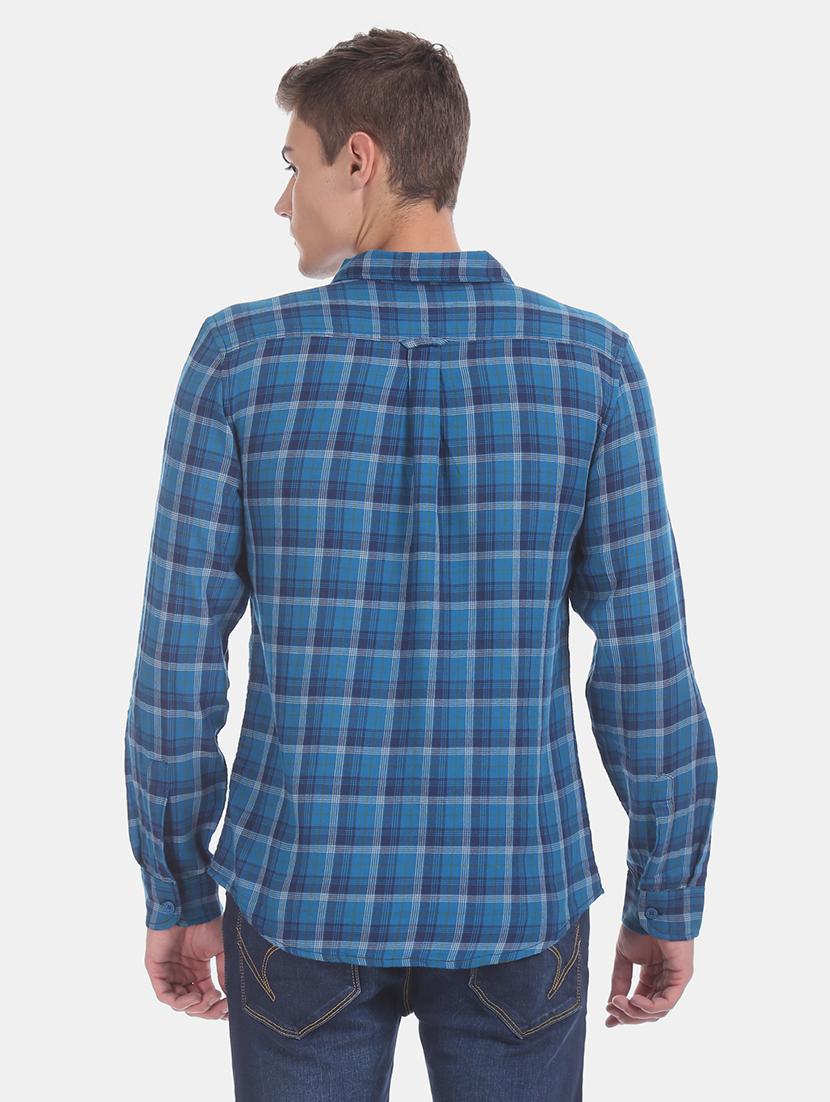 blue checkered casual shirt - 17575706 - Zoom Image - 3