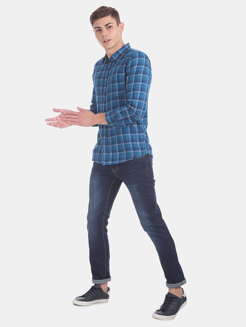 blue checkered casual shirt - 17575706 - Zoom Image - 4