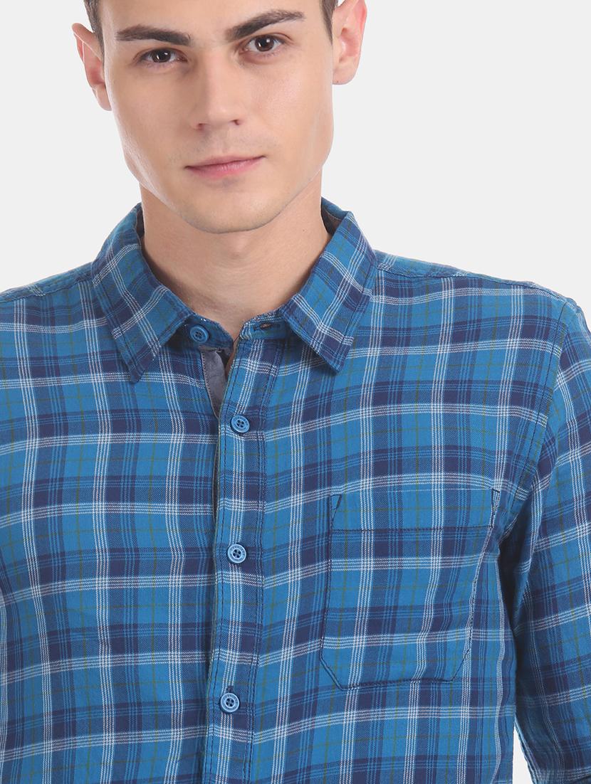 blue checkered casual shirt - 17575706 - Zoom Image - 5