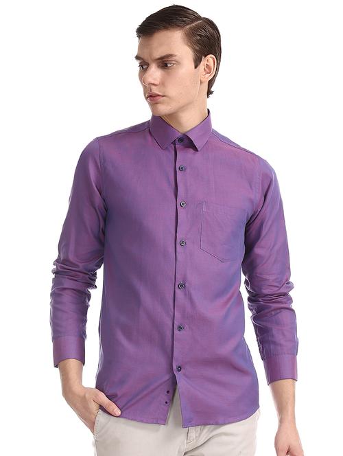 purple solid formal shirt - 17575752 - Standard Image - 1