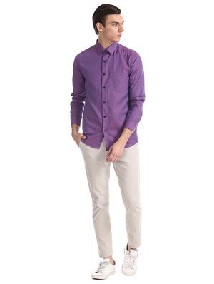 purple solid formal shirt - 17575752 - Standard Image - 4