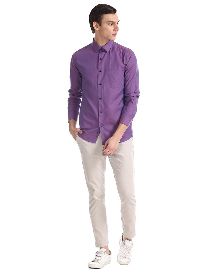 purple solid formal shirt - 17575752 - Zoom Image - 4