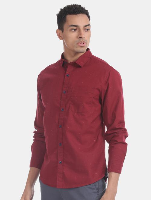 maroon printed casual shirt - 17575760 - Standard Image - 1