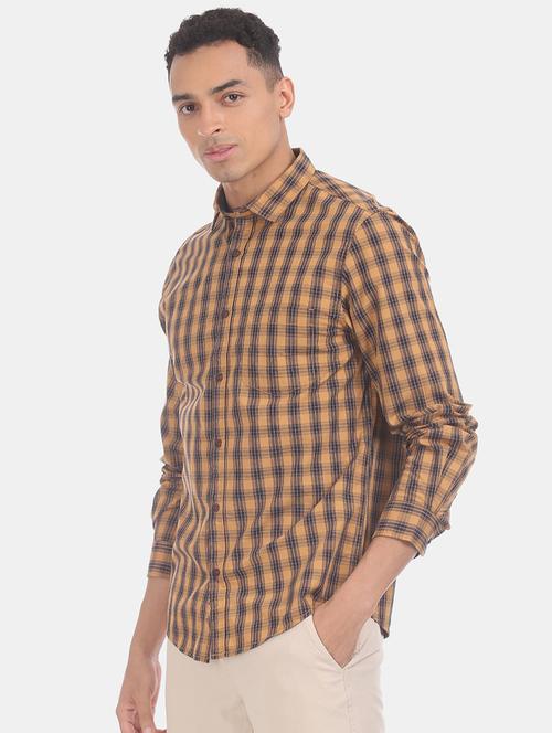 brown checkered casual shirt - 17575785 - Standard Image - 1