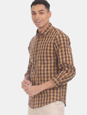 brown checkered casual shirt - 17575785 - Standard Image - 2
