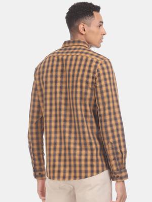brown checkered casual shirt - 17575785 - Standard Image - 3