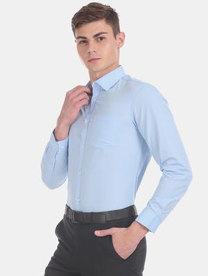 blue solid formal shirt - 17575787 - Standard Image - 2