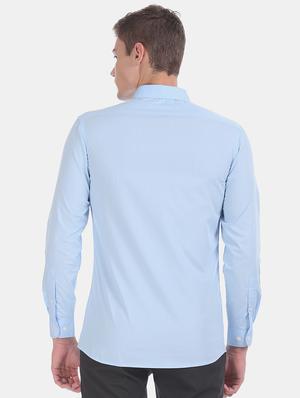 blue solid formal shirt - 17575787 - Standard Image - 3