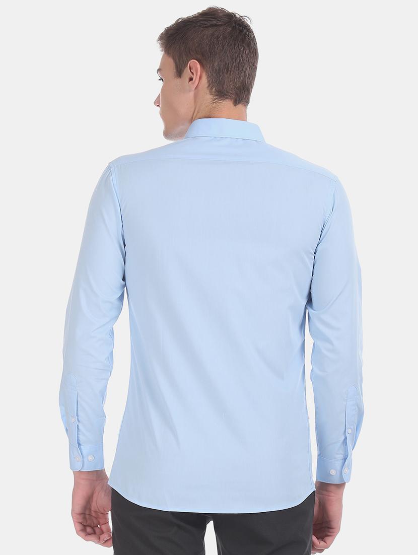 blue solid formal shirt - 17575787 - Zoom Image - 3