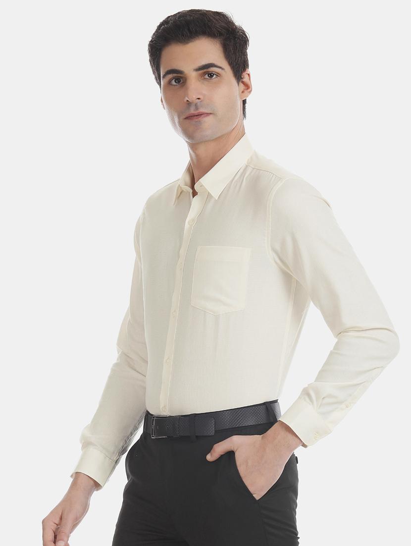 yellow solid formal shirt - 17575804 - Zoom Image - 1