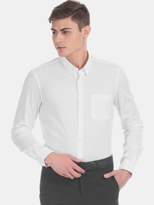 white solid formal shirt - 17575843 - Standard Image - 1