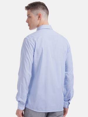 blue solid formal shirt - 17575844 - Standard Image - 3