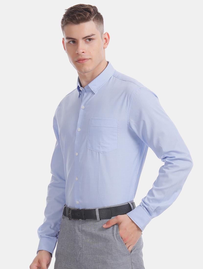blue solid formal shirt - 17575844 - Zoom Image - 2