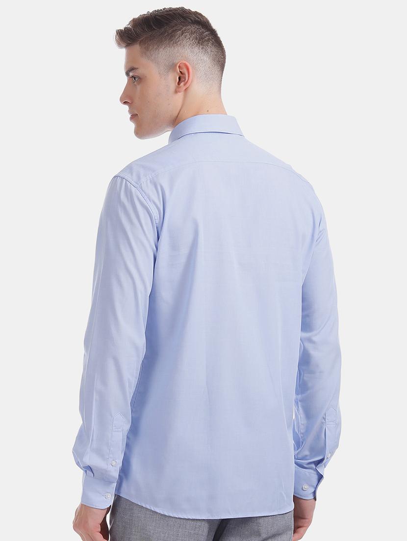 blue solid formal shirt - 17575844 - Zoom Image - 3
