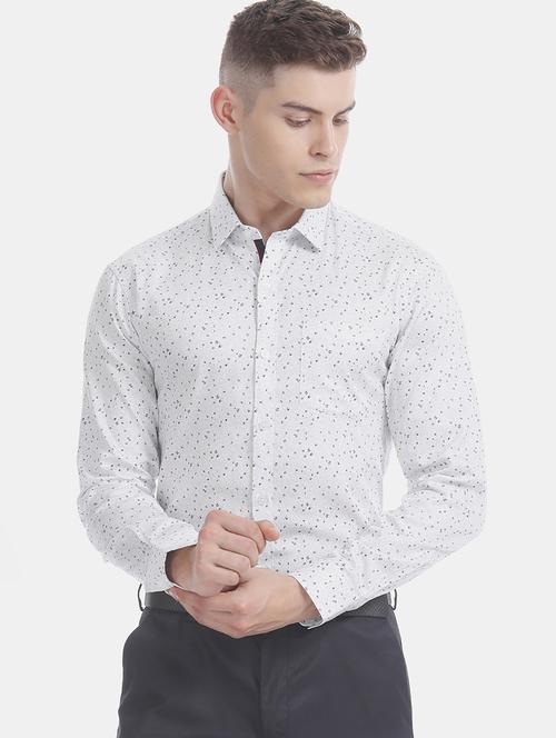 white printed formal shirt - 17575856 - Standard Image - 1