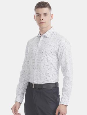 white printed formal shirt - 17575856 - Standard Image - 2