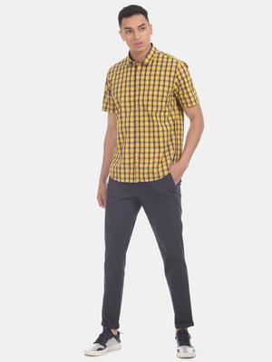 yellow checkered casual shirt - 17575892 - Standard Image - 4