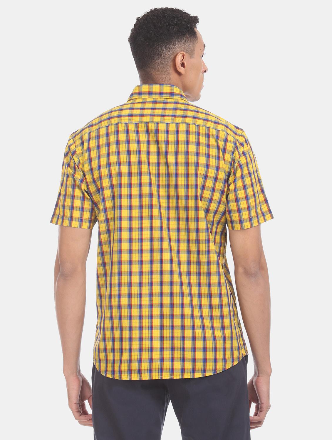 yellow checkered casual shirt - 17575892 - Zoom Image - 3