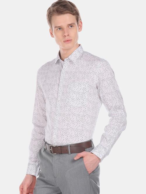 white printed formal shirt - 17575933 - Standard Image - 1